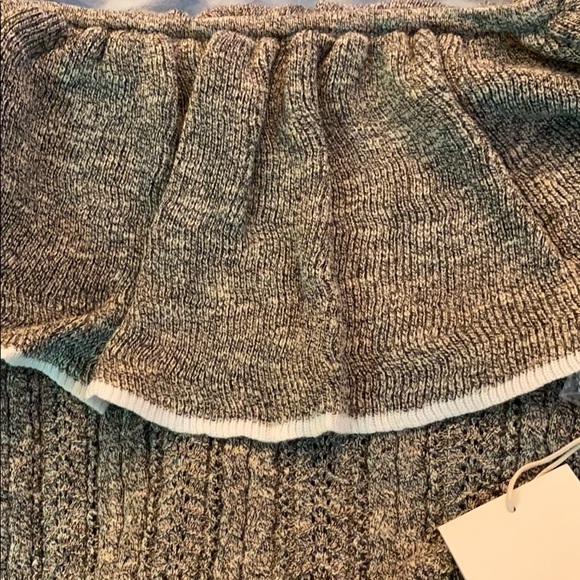 Tularosa Allison off the shoulder cable knit crochet sweater dress XS Gray NWT - Picture 3 of 10
